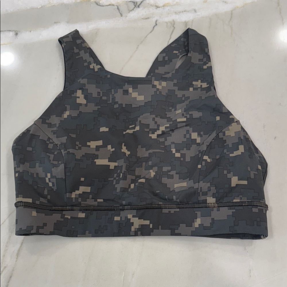 lululemon high neck camo sports bra 8
